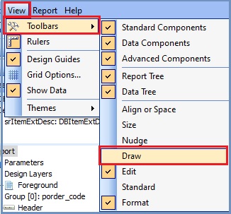 Basic Reports Draw toolbar