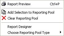 The "Add Selection to Reporting Pool" option as it appears on a right-click context menu