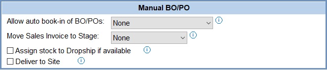 System Values - Sales - Backorders - Manual BO/PO