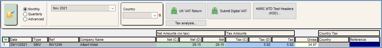 Vat Return example for the difference between Issued date and Sales Invoice date.