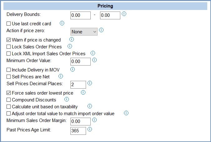 System Values - Sales - Pricing - Pricing